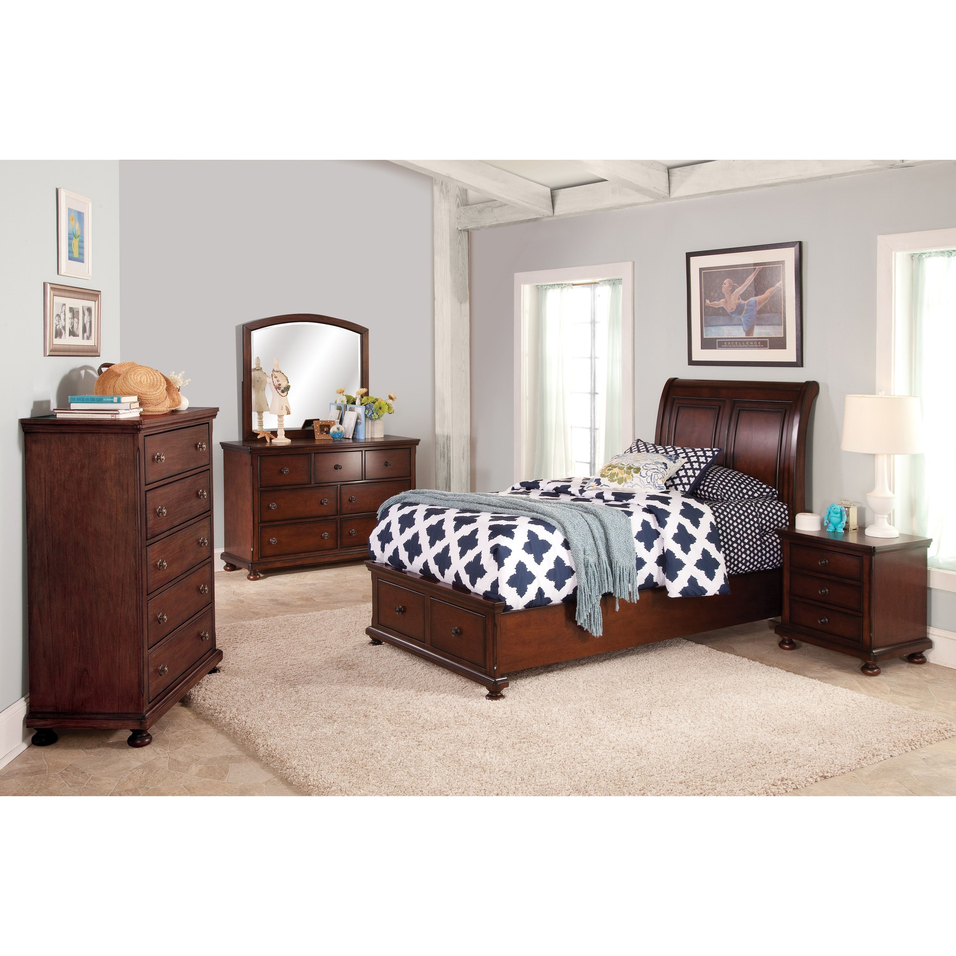 New Classic Jesse Full Low Profile Storage Bed with Sleigh Style Panel